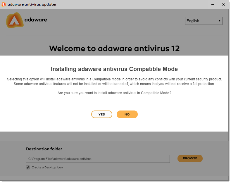 Install in a Compatible Mode prompt