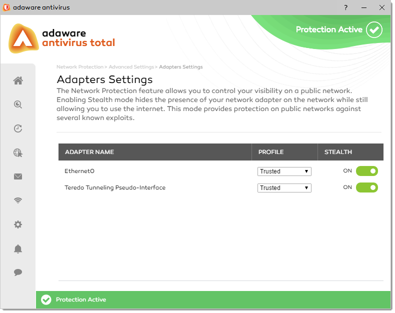 Adapters Settings window