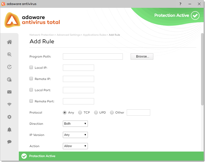 Add Rule window