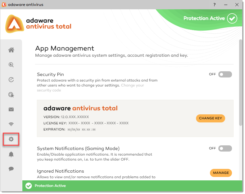 App Management window