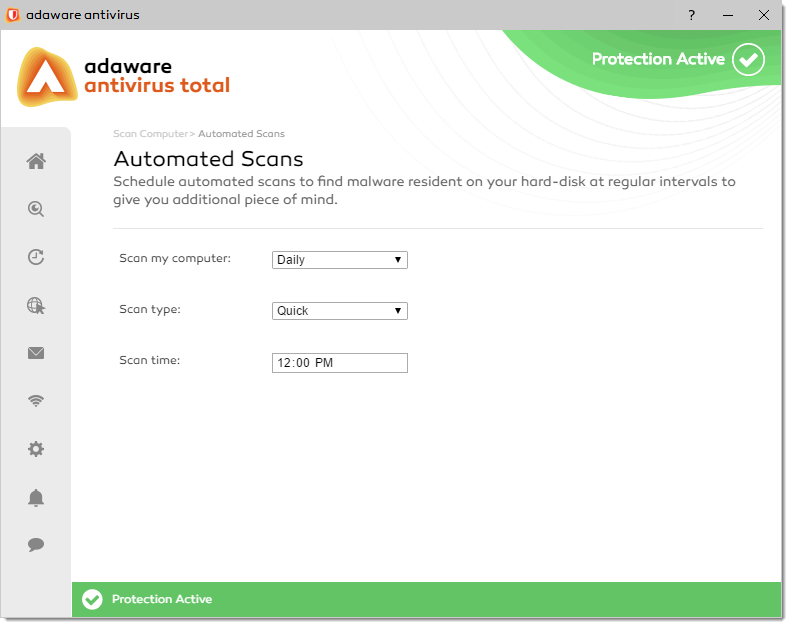 Automated Scans window