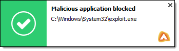 Malicious Application Blocked notification