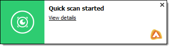 Quick Scan Started notification