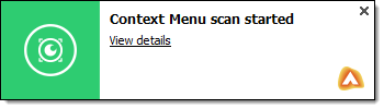 Context Menu Scan Started notification