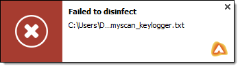 Failed to Disinfect notification