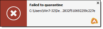 Failed to Quarantine notification