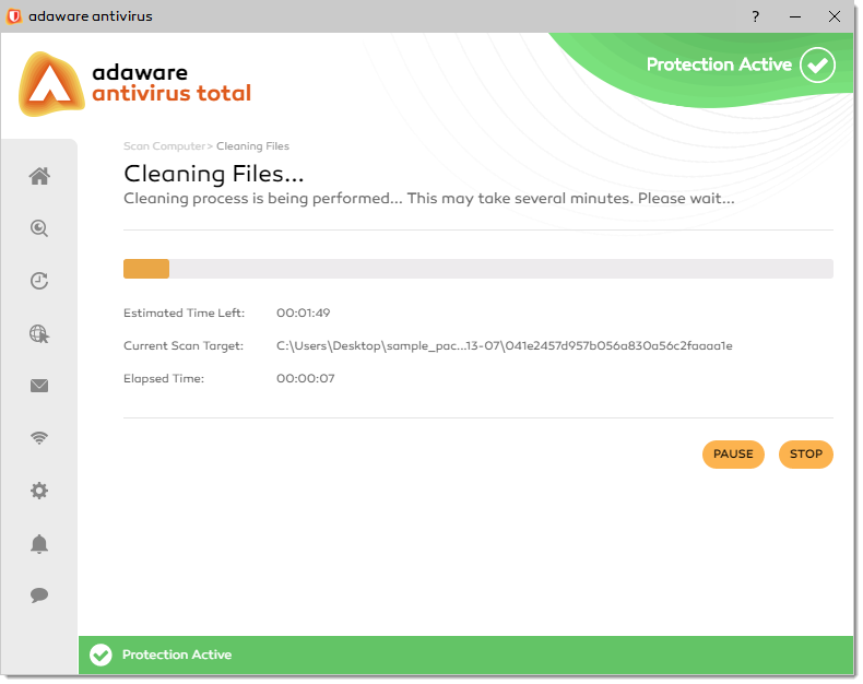 Cleaning Files progress