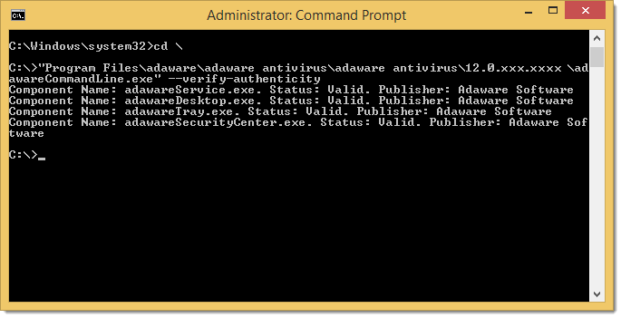 Component Authenticity window