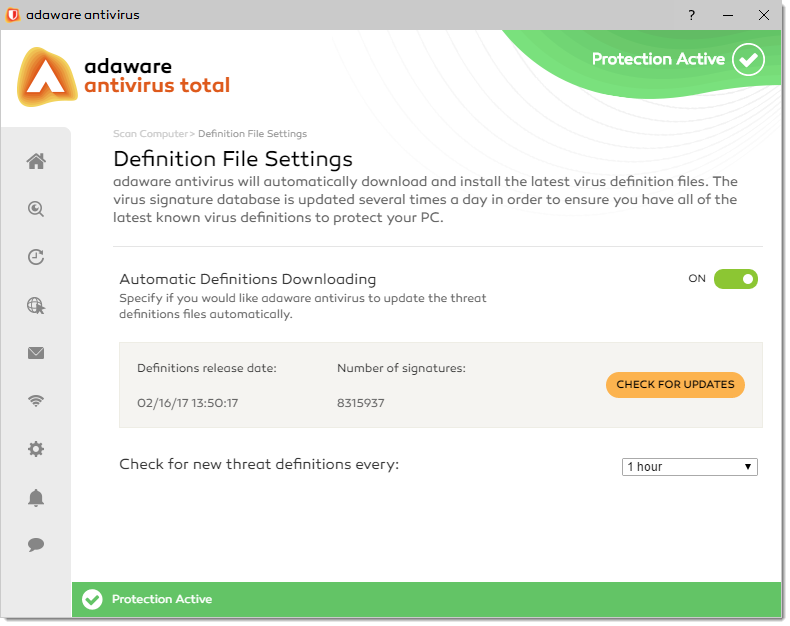 Definition File Settings window