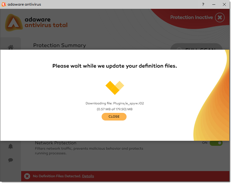 Downloading Definitions window