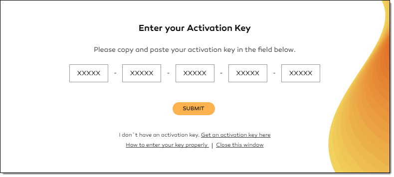 Enter your Activation Key window