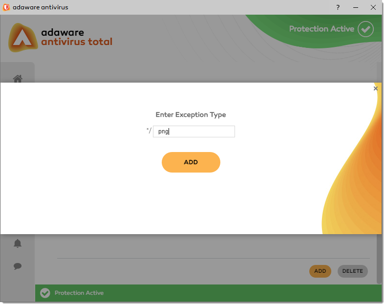 Enter Exception Type window