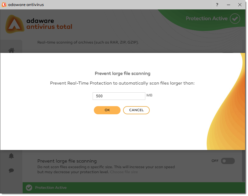 Prevent Large File Scanning window