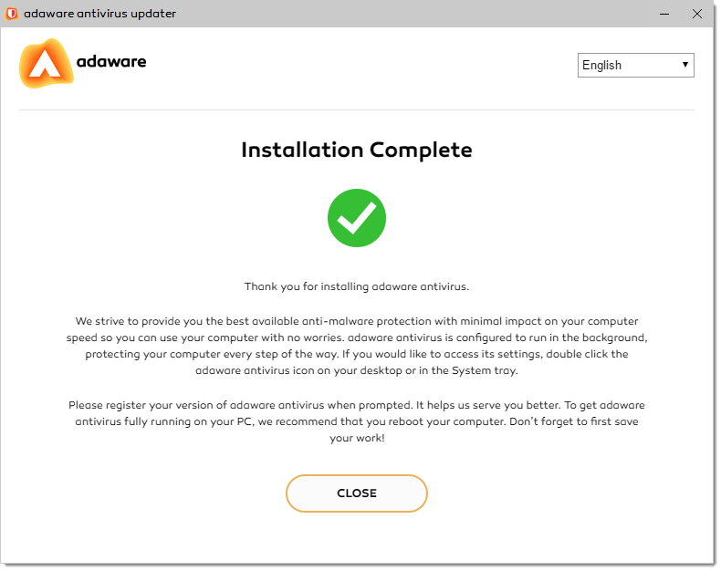 Installation Complete window