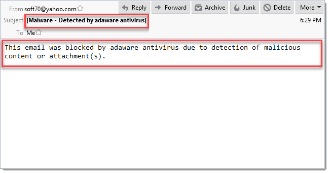 Malicious Email window