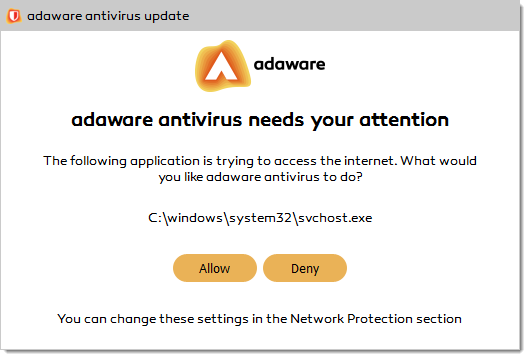 Network Protection prompt