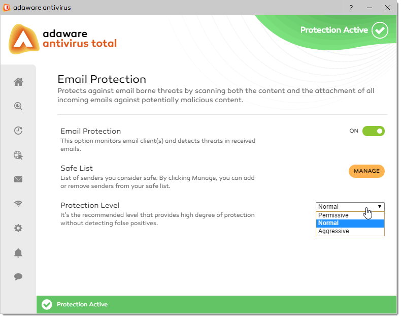 Protection Level drop-down