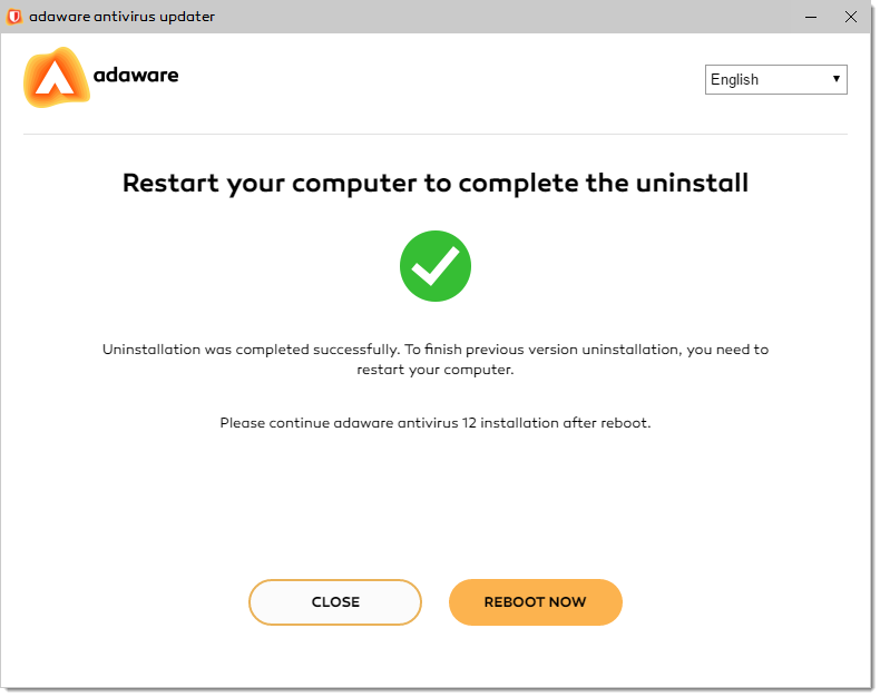 Restart Computer to Complete the Uninstall window