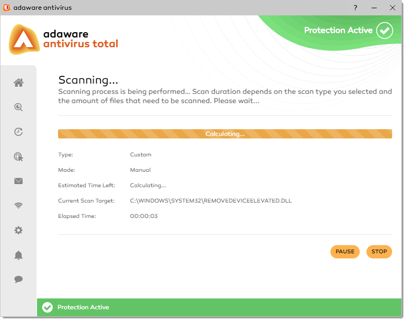 Scan in Progress window