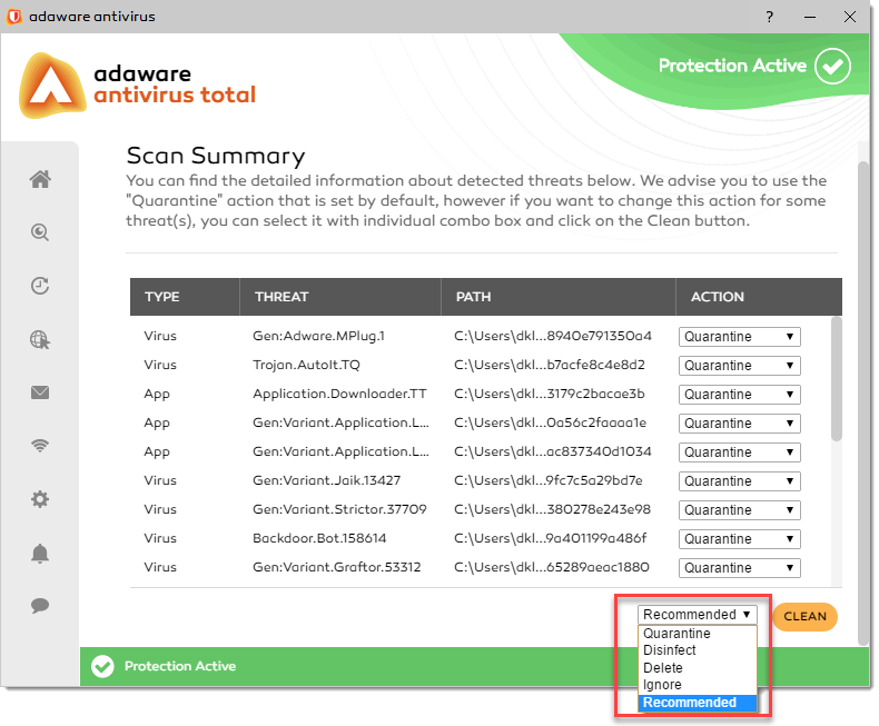Scan Summary screen