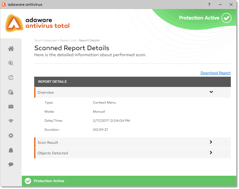 Scanned Report Details window