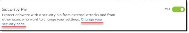 Security PIN Change link