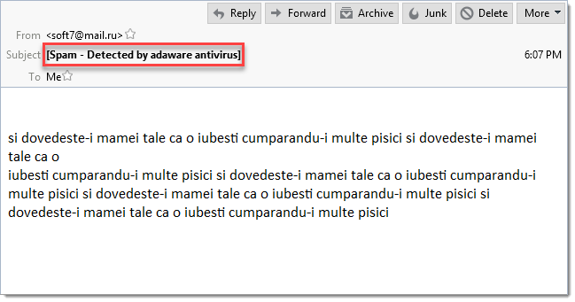 Spam Message window