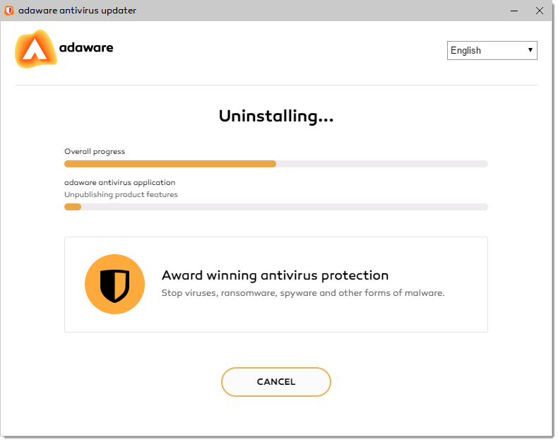 Uninstalling Process window